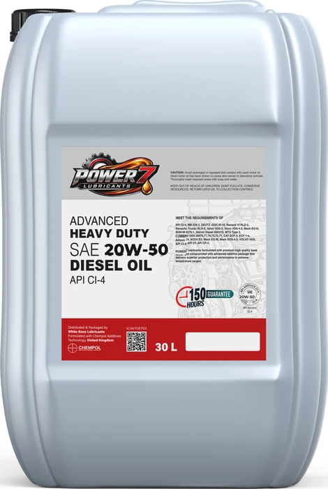 POWER7 Multigrade 20W-50 API CI-4 Diesel Engine Oil 30L Jerrycan